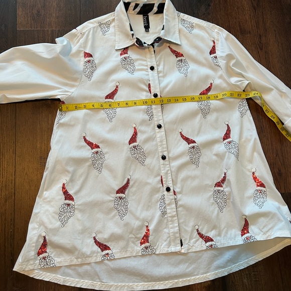 Berek XL Sequin Santa Holiday Button Down Tunic Top - Picture 12 of 16